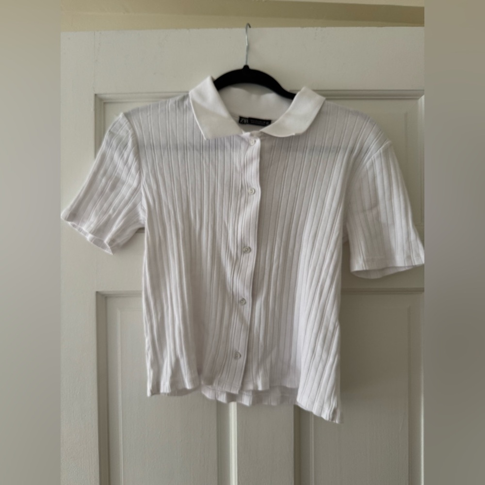 Zara White Oversized Button-Down Collared Shirt Size L — Clean Girl Office